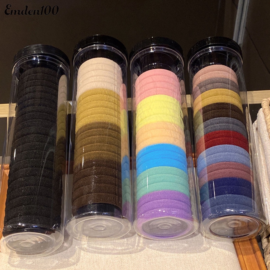 Bộ 20 Dây Cột Tóc Màu Trơn Mềm Mại Chống Trượt Cho Nữ