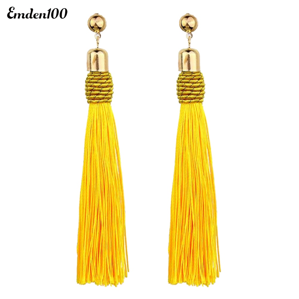 Bông Tai Dạng Dài Phối Tua Rua Phong Cách Bohemian Dành Cho Nữ