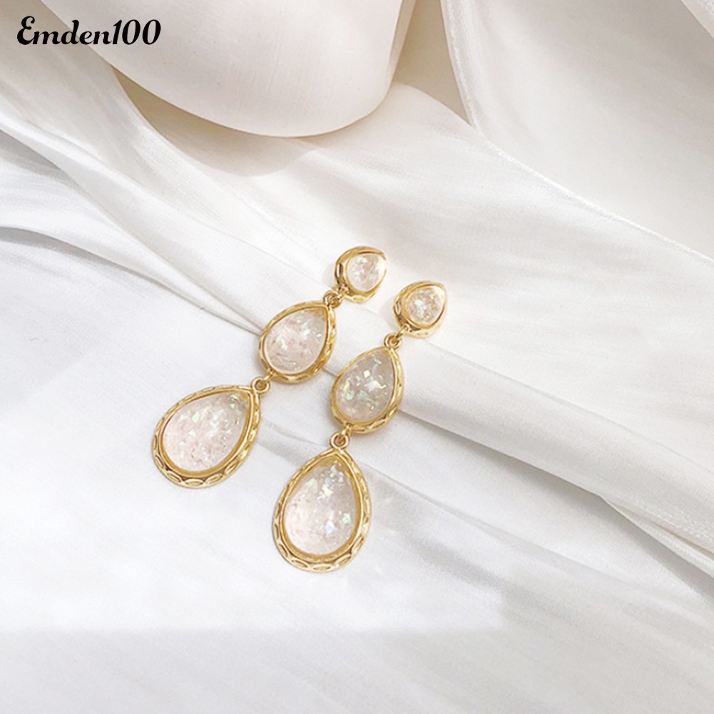 Đôi Bông Tai Dáng Dài Đính Đá Hình Giọt Nước Thời Trang Cho Nữ