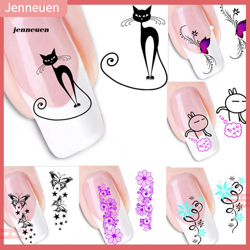 Bộ 50 Miếng Dán Trang Trí Móng Tay Nghệ Thuật Chuyển Nước DIY