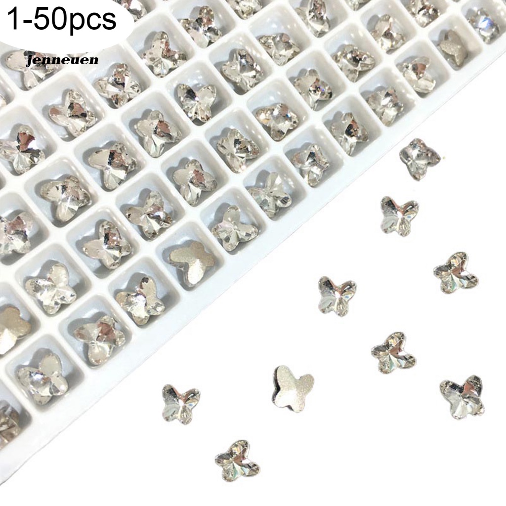 Bộ 50 Phụ Kiện Trang Trí Móng Tay Hình Bươm Bướm Xinh Xắn