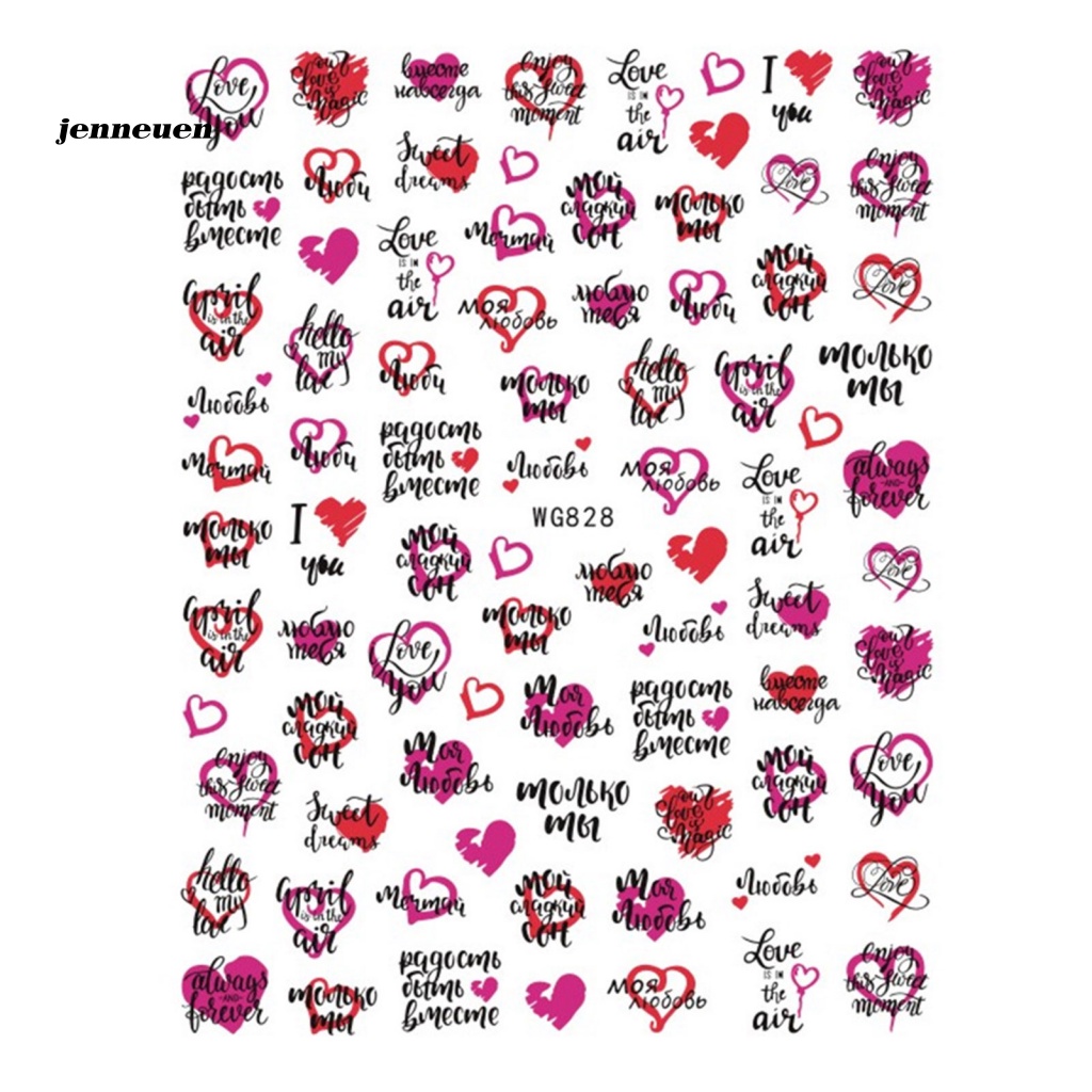 Miếng Dán Trang Trí Móng Tay Họa Tiết Trái Tim Chủ Đề Ngày Lễ Tình Nhân