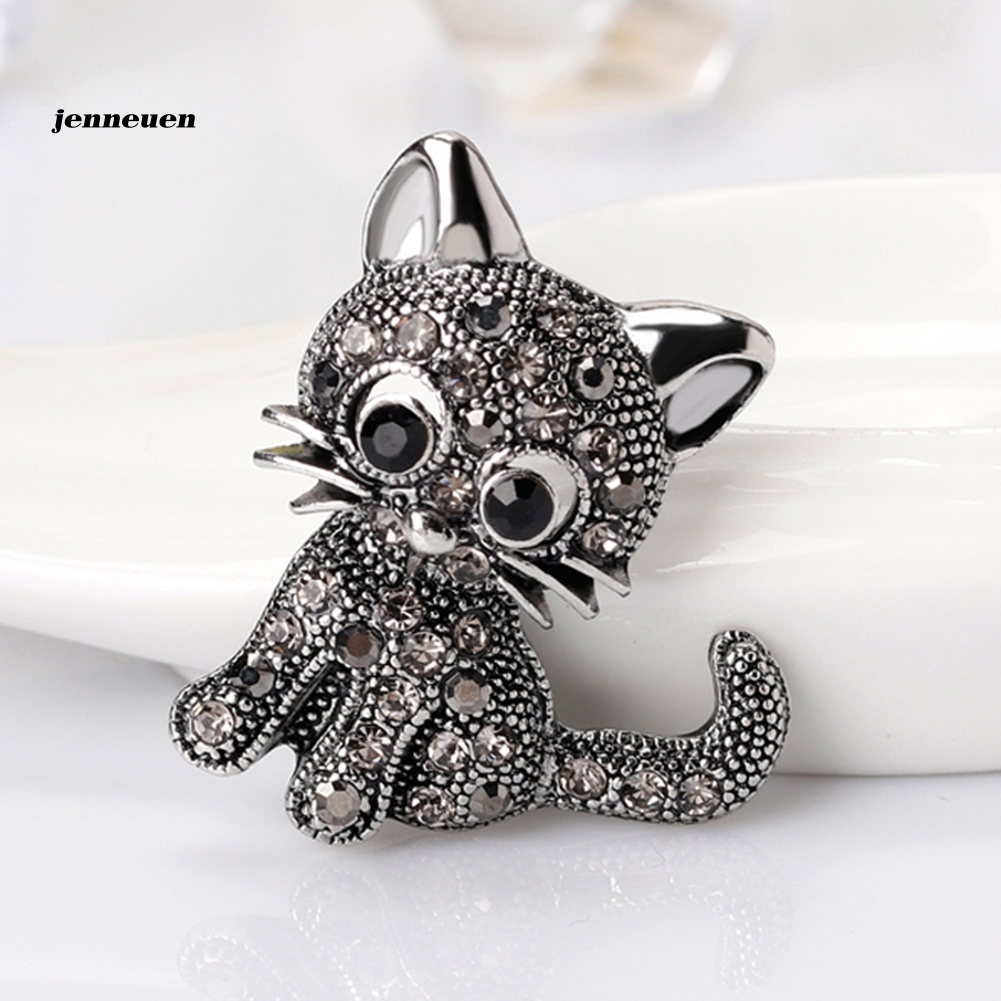 Ghim Cài Áo Hình Mèo Đính Đá Đáng Yêu