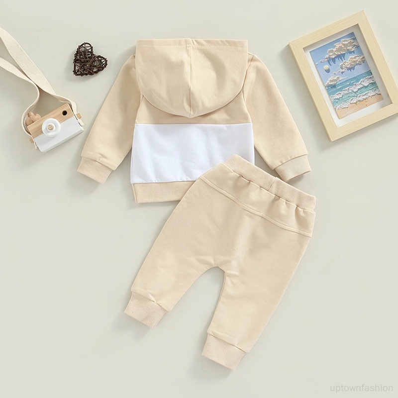 Bộ Áo Hoodie Dài Tay + Quần Dài Màu Trơn Thời Trang Thu Đông Cho Bé Trai