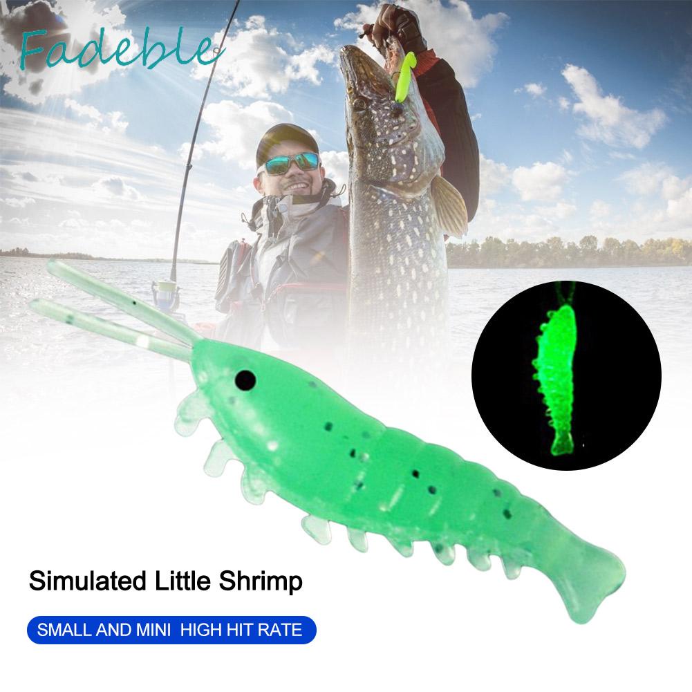 50 Mồi Tôm Giả Câu Cá Nhựa PVC Mềm Phát Quang 3.5cm