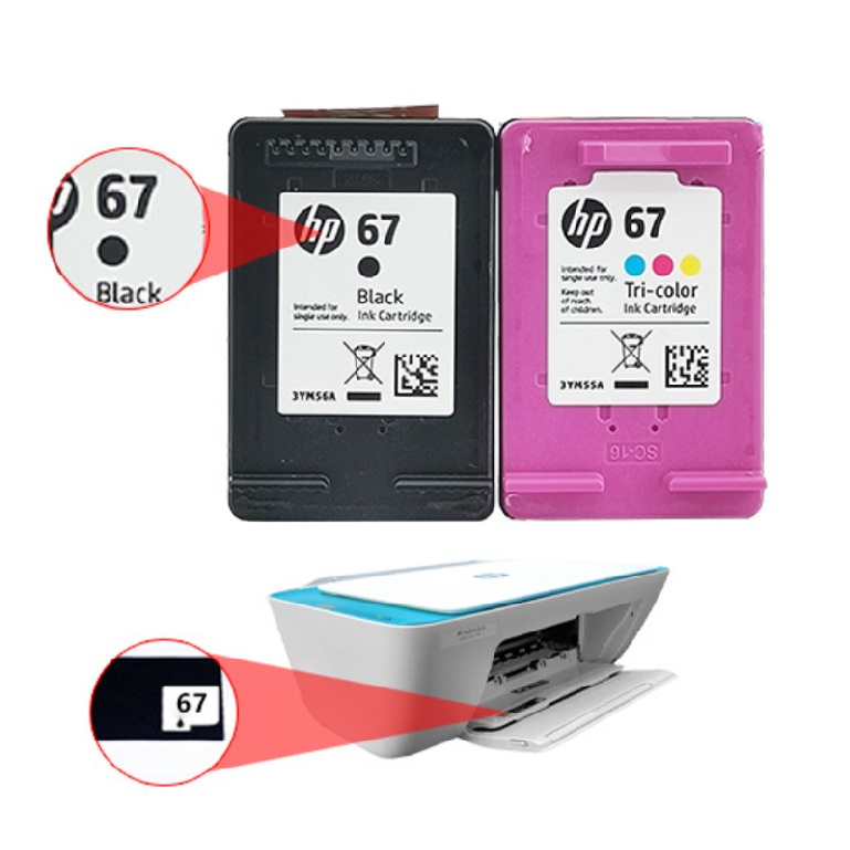 Mengqi 67 Black/Tri-Color Ink Cartridge for HP DeskJet 2700 2723 2330 6020 2320 2332