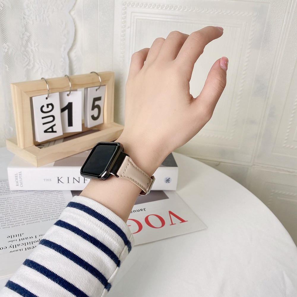 Dây Đeo Thay Thế Chất Liệu Da Màu Trơn Cho Xiaomi Redmi Watch 3 Active Mi Watch lite 3