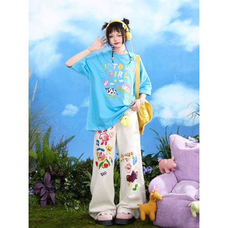 Quần ống rộng quần nữ jean phong cách Retro Ống Rộng siêu đẹp 2023 MỚI A27L0DX Garish