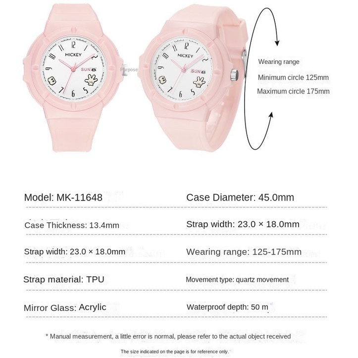 Đồng Hồ Đeo Tay Disney Dạ Quang Chống Thấm Nước Thời Trang Đơn Giản 2023