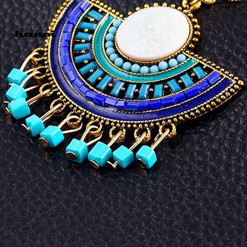 Bông Tai Chuỗi Hạt Phối Tua Rua Phong Cách Bohemian Thời Trang