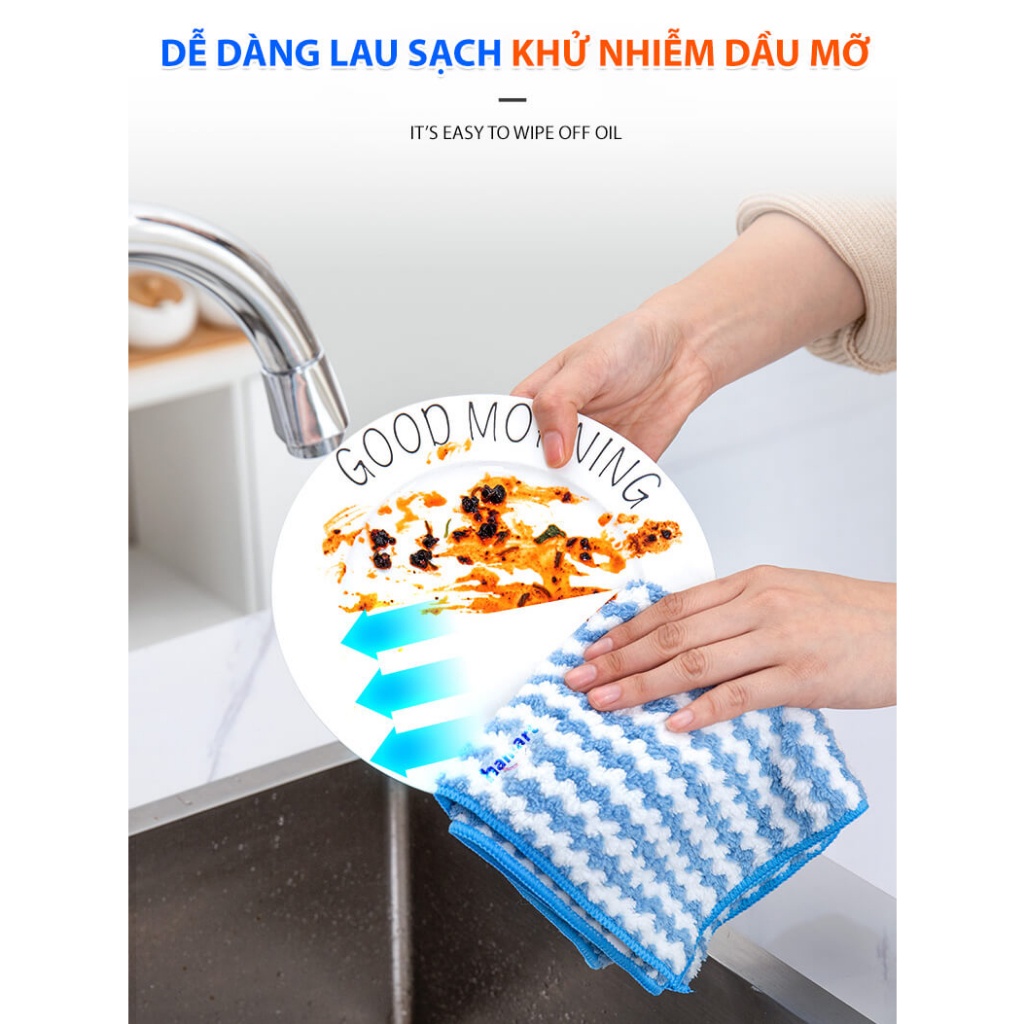 COMBO 10 Khăn Lau Bếp 25x25 CM Lau Bát Đĩa Khăn Bông Đa Năng Bản Lớn 2 Mặt Siêu Thấm Hút