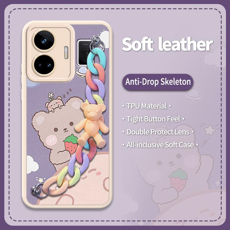 Raised lens Solid color Phone Case For OPPO Realme GT NEO5/240W/Realme GT3 cute Cartoon Nordic wind Liquid silicone shell