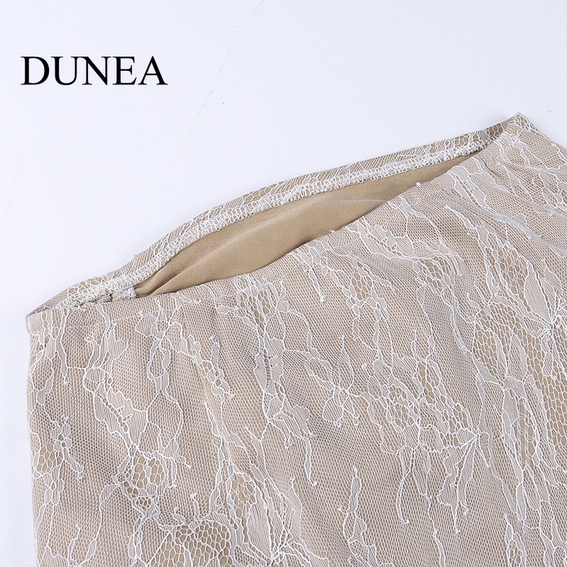 DUNEA Set Áo Váy Rút Dây Hai Lớp Phối Ren Thời Trang Mùa Hè Cho Nữ