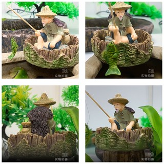 Tượng lão ngư câu cá, ông lão câu cá - trang trí tiểu cảnh bể cá