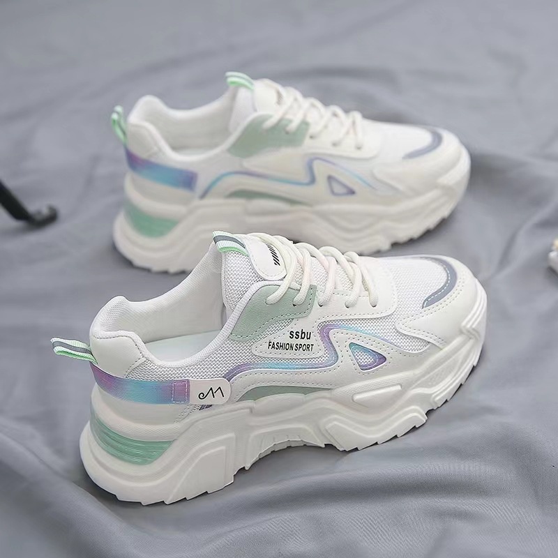 Giày Thể Thao Đế Dày Tăng Chiều Cao Phối Lưới Thoáng Khí Thời Trang Cho Nữ