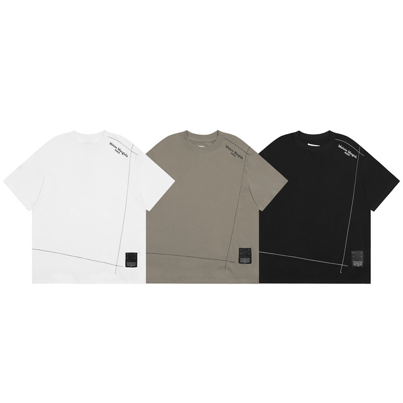 Áo Thun Cotton Tay Ngắn Thêu Chữ MAISON MARGIELA Cổ Điển Thời Trang Cho Cặp Đôi