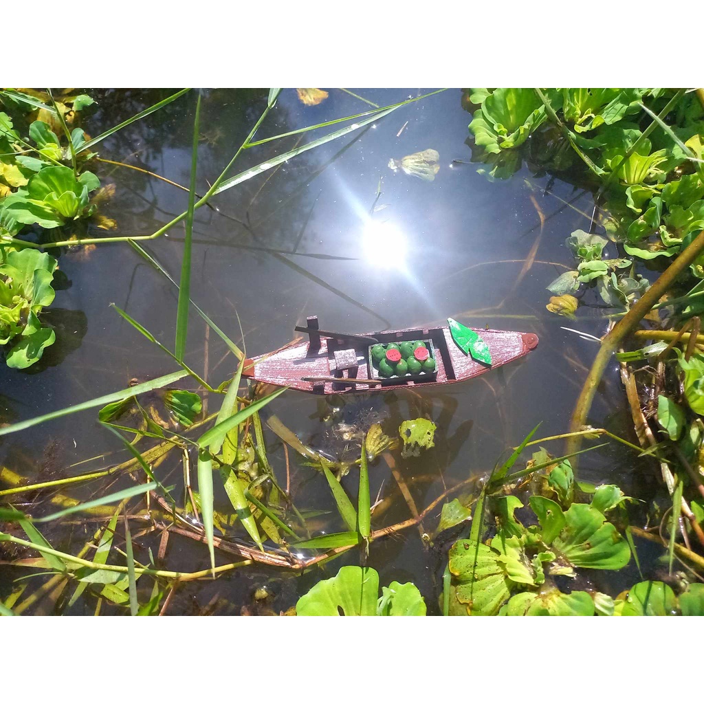 Mô hình thuyền xuồng ba lá mini decor cho bể thủy sinh, tiểu cảnh