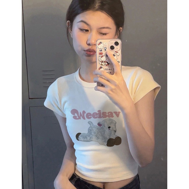 Áo Croptop Kiểu nữ Con Cừu Weeisav thun đẹp