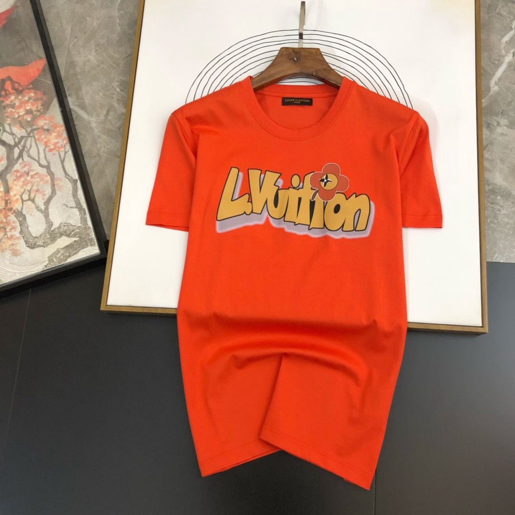 L Áo Thun cotton Trơn Tay Ngắn Cổ Tròn In Chữ Thời Trang Mùa Hè Cho Cặp Đôi