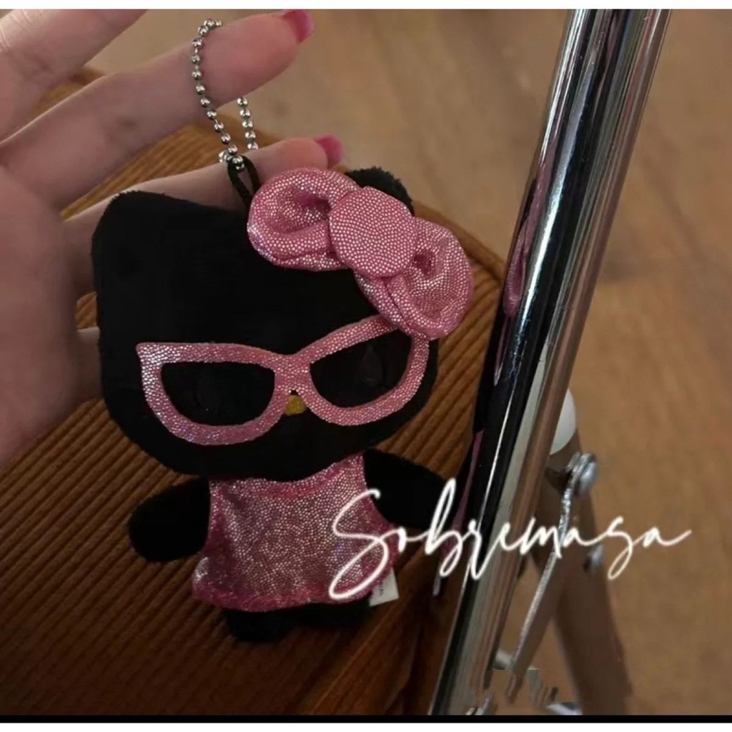 Móc Khóa Da Màu Đen Hình Hello Kitty Dễ Thương