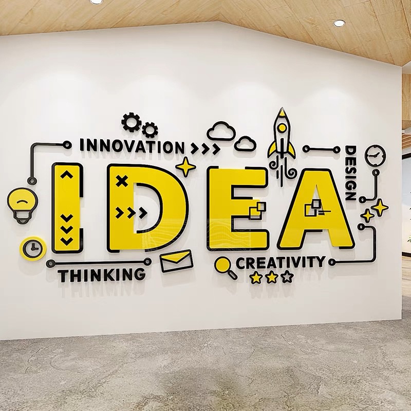 Tranh dán tường mica dán nổi idea trang trí công ty, lớp học, khu vui chơi, quán cafe, trà sữa chất liệu acrylic