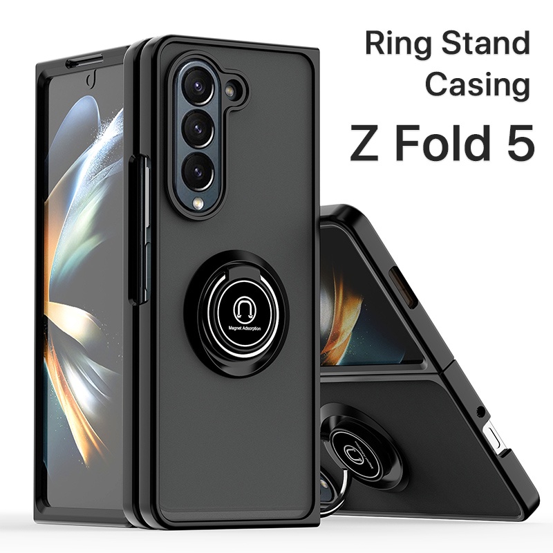 ốp lưng Samsung Z Fold 5 Fold 4 Fold 3 5G Sang trọng Nhẫn acrylic cứng Vỏ ngoài Hỗ trợ chống sốc Xe hơi Giá đỡ từ tính Giá đỡ điện thoại Ngón tay bảo vệ máy ảnh