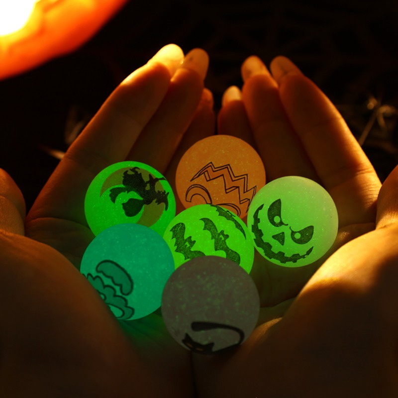 Bóng Nảy Phát Sáng 32mm Họa Tiết Mèo Ma / Dơi Đáng Sợ Trang Trí Halloween
