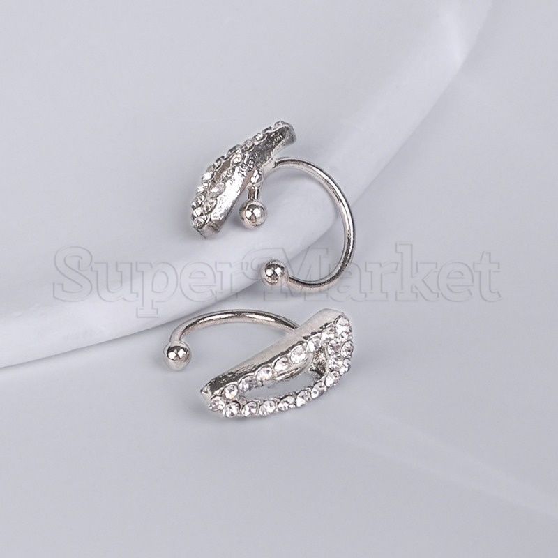 Khuyên Kẹp Tai / Khuyên Kẹp Tai Hình Tam Giác Bằng Kim Loại Đính Đá Zircon Sang Trọng Sáng Tạo Phong Cách Punk Thời Trang