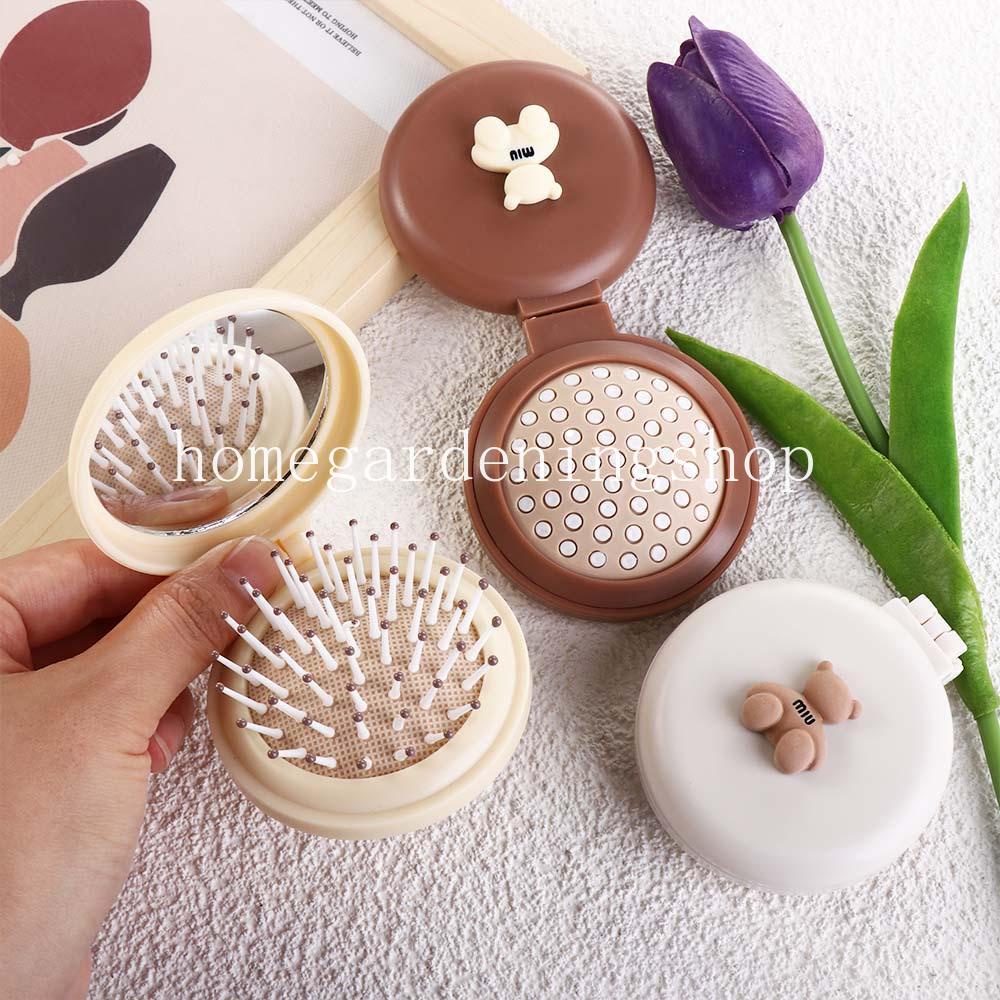 Lược Chải Tóc Mini Kèm Gương Dạng Gập Hình Hoạt Hình Dễ Thương Có Thể Gập Lại Cho Học Sinh Nữ