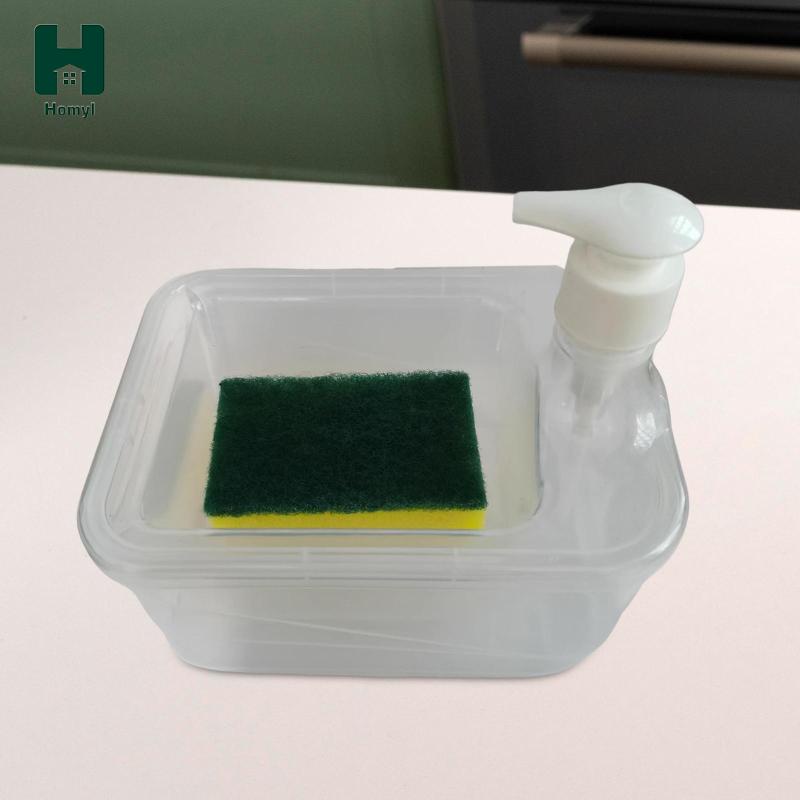 Homyl Bình đựng xà phòng dạng lỏng Homyl 1000ml kèm giá đỡ hình chữ nhật tiện dụng cho phòng tắm