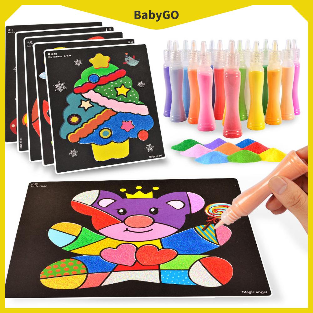 BabyGo Bộ Giấy Vẽ Cát Cho Trẻ Em Tự Tranh Màu Nghệ Thuật Sáng Tạo Đồ Chơi Giáo Dục Sớm