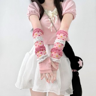 Găng Tay Dệt Kim Y2K Phong Cách Gothic Harajuku Ngọt Ngào Cho Nữ