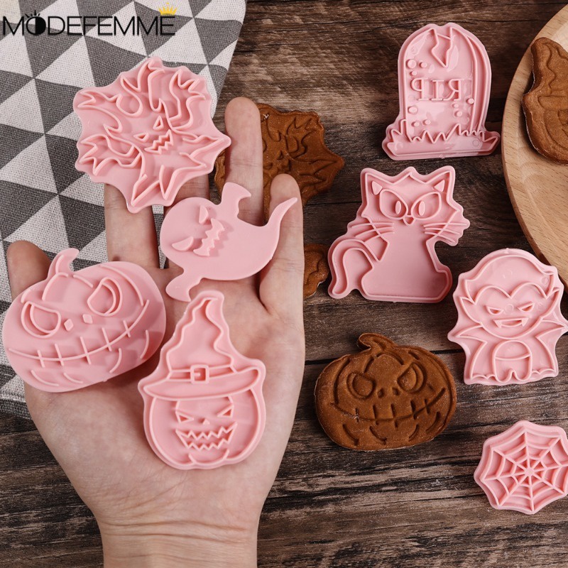 khuôn ép bột chủ đề halloween / khuôn sô cô la bánh mì không dính / khuôn cắt bánh quy hình quỷ castle / bộ dụng cụ tự làm plasticine thú vị