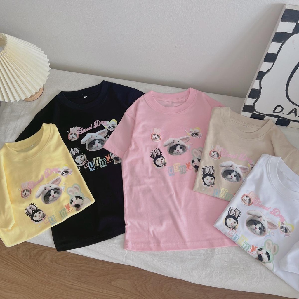 Áo baby tee mèo Sweet day chất cotton 100%