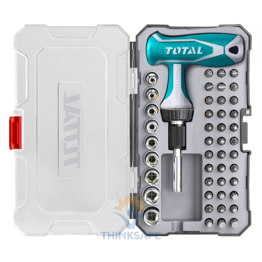 Bộ tua vít tay cầm chữ T 47 chi tiết đa năng TOTAL TACSD30476 đóng mở 2 chiều tự động có nam châm - THINKSAFE