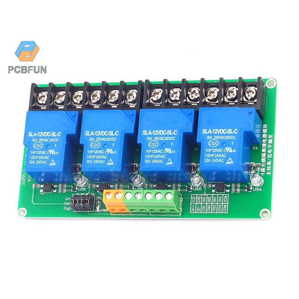 Mô Đun Rơ Le Pcbfun 5v 12v 24v 30a 4 Kênh Chuyên Dụng Cho Gia Đình Thông Minh