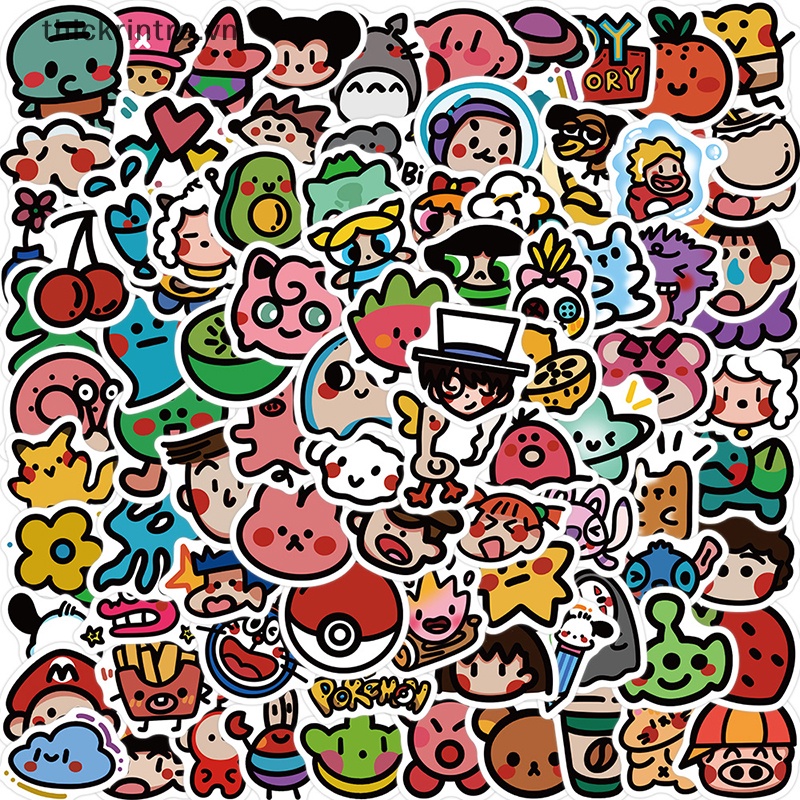 Bộ 90 Miếng Dán Chống Thấm Nước Hình Sở Thú Hoạt Hình Trang Trí Ván Trượt Cho Bé