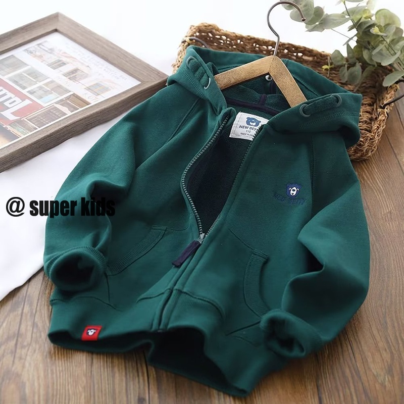 SUPER KIDS Áo Khoác Thể Thao Có Mũ Trùm Thời Trang Dành Cho Bé Trai