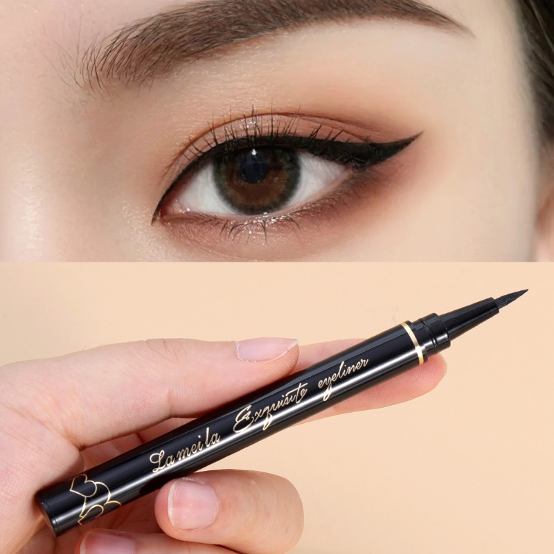 Long-lasting smooth liquid eyeliner pencil / waterproof quick drying non-smudge easy to color black eye liner pen mỹ phẩm trang điểm