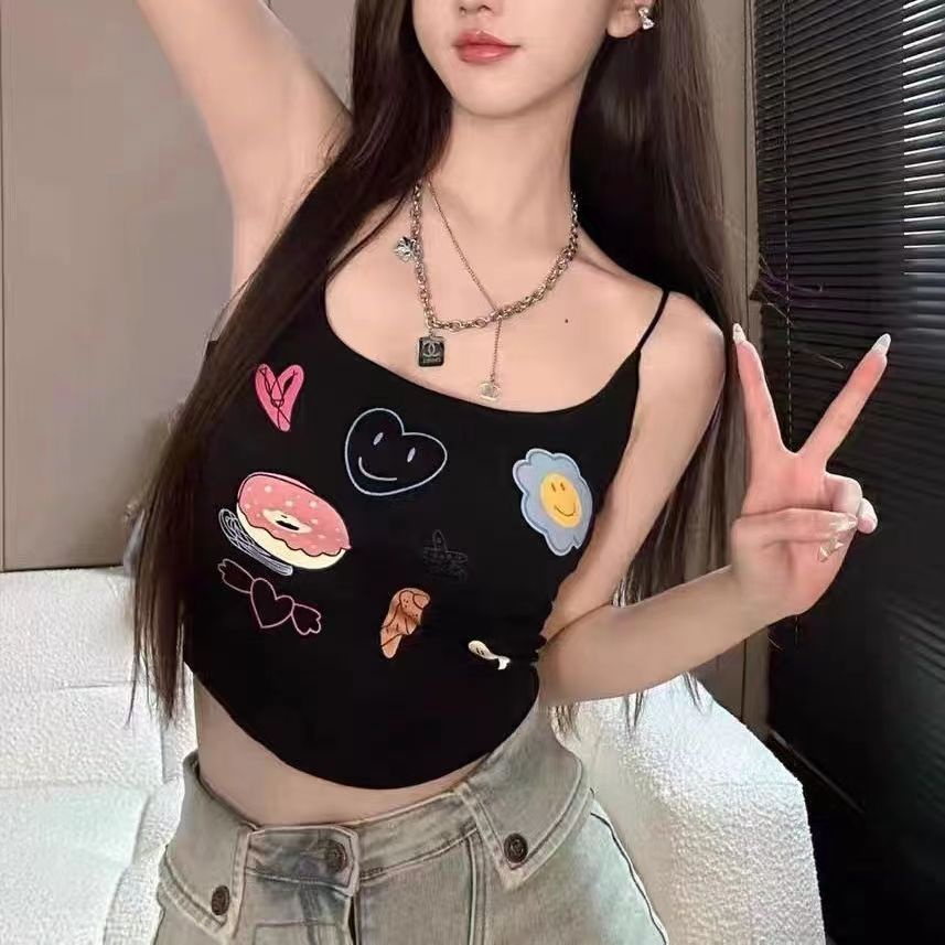 Hot girl sexy in vest trắng với miếng đệm ngực cô gái ống trên cùng áo tăng mùa hè Áo hai dây ngọt ngào dễ thương