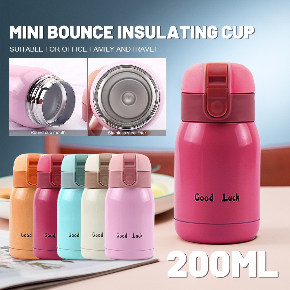 Mini 200/360ml Bình Giữ Nhiệt Bằng Thép Không Gỉ 304 Bình Cà Phê Di Động Bình Nước Thể Thao