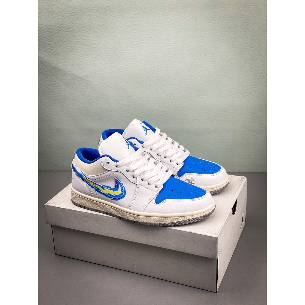 Hot sae jordan 1 low black and white red flame toe aj1 casual sneakers fj7219 441 36-46