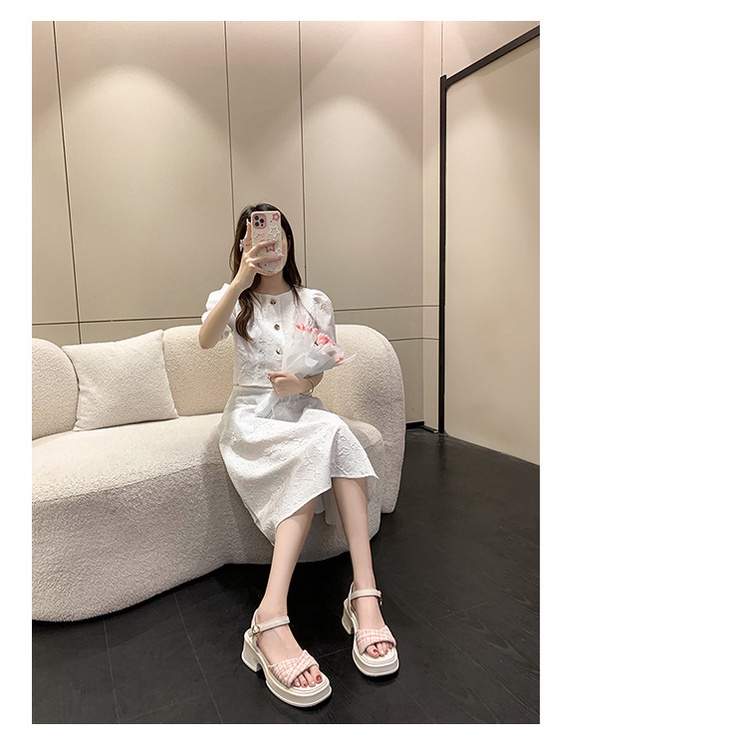 KaBaiQi Dép bánh mì guốc dép sandal nữ Màu Sắc Đơn Giản Thoải Mái Cao Gót Chống Trơn Trượt dép đế xuồng 33ZHDLX080402
