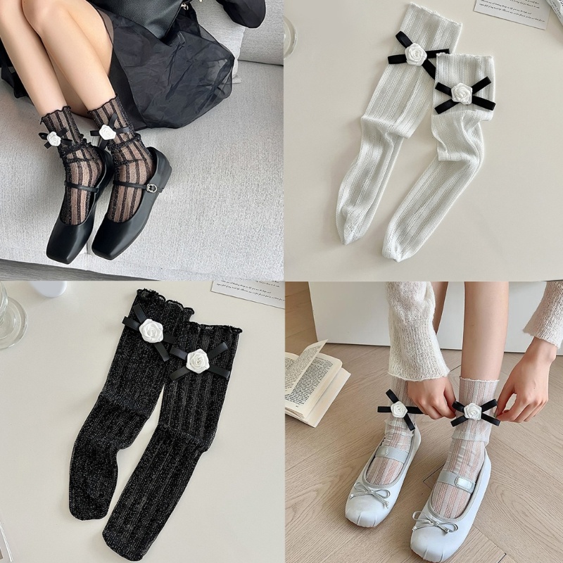 Đôi Vớ Ren Hoa PhốI Nơ Dễ Thương ThờI Trang Cho Nữ