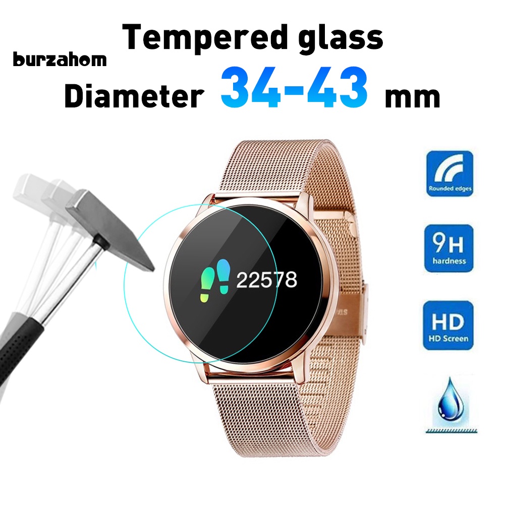 Bur 2 cái kính cường lực đa năng tròn 34-43mm quay số đồng hồ phim bảo vệ màn hình