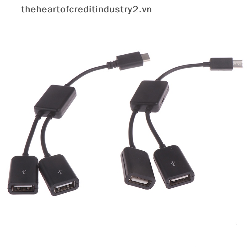 Micro usb / type c to 2 otg dual female port hub cable y splitter adapter.