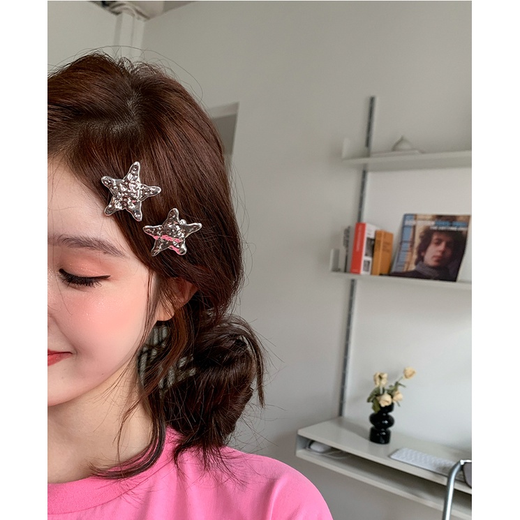 Kẹp tóc starfish kim loại bạc ngôi sao kẹp bên