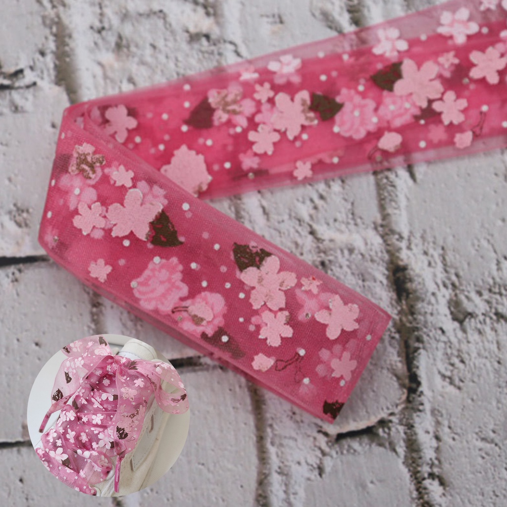 1 đôi 120 / 140cm cô gái ngọt ngào nhỏ tươi đầy màu sắc in tinh tế dây giày phẳng dây giày hoa anh đào