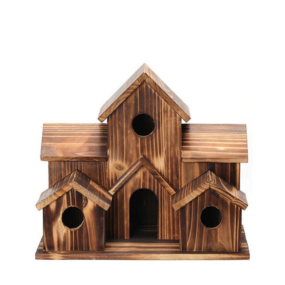 Tổ Chim Bằng Gỗ 6 Lỗ Treo Trang Trí Tự Nhiên 1Bg
