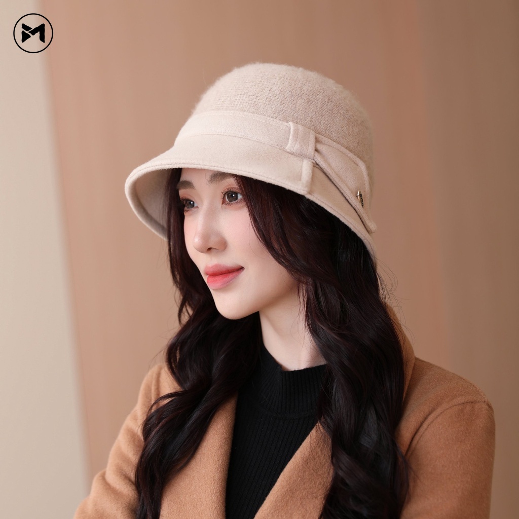 2023 mới đến mũ ấm của phụ nữ mũ chenille ngư dân hàn quốc mũ xô đan giản dị mũ lưu vực tối giản nhật bản